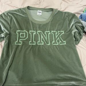 Cropped pink velvet shirt size large